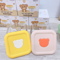 Hộp trữ đồ ăn thủy tinh Babyboo vuông 140ml