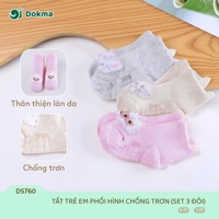 Set 3 đôi tất phối hình chống trượt Dokma DS760