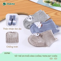 Set 3 đôi tất phối hình chống trượt Dokma DS760