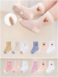 Set 3 tất lưới cao cổ chống trượt Hello baby