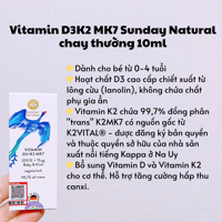 Vitamin D3K2 MK7 Sunday Natural chay thường 10ml (0-4y)