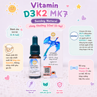 Vitamin D3K2 MK7 Sunday Natural chay thường 10ml (0-4y)