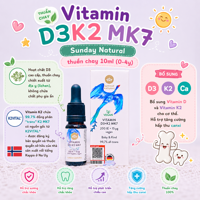 Vitamin D3K2 MK7 Sunday Natural thuần chay 10ml (0-4y)