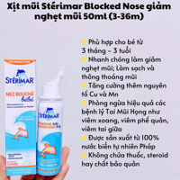 Xịt mũi Stérimar Blocked Nose giảm nghẹt mũi 50ml (3-36m)