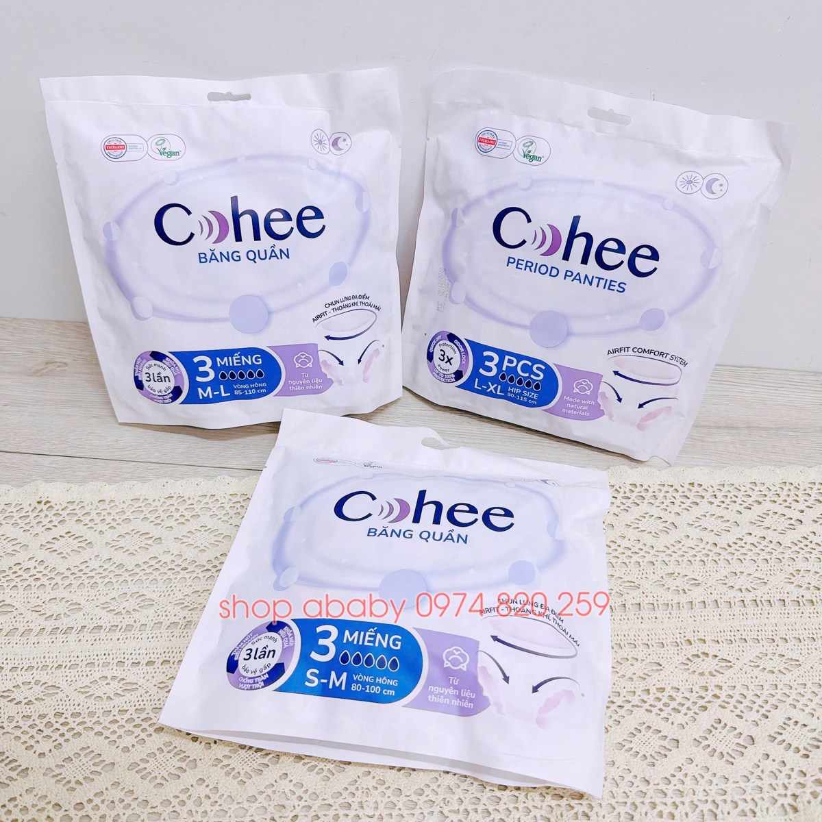 Băng vệ sinh quần Cohee ban ngày siêu mỏng 3 miếng