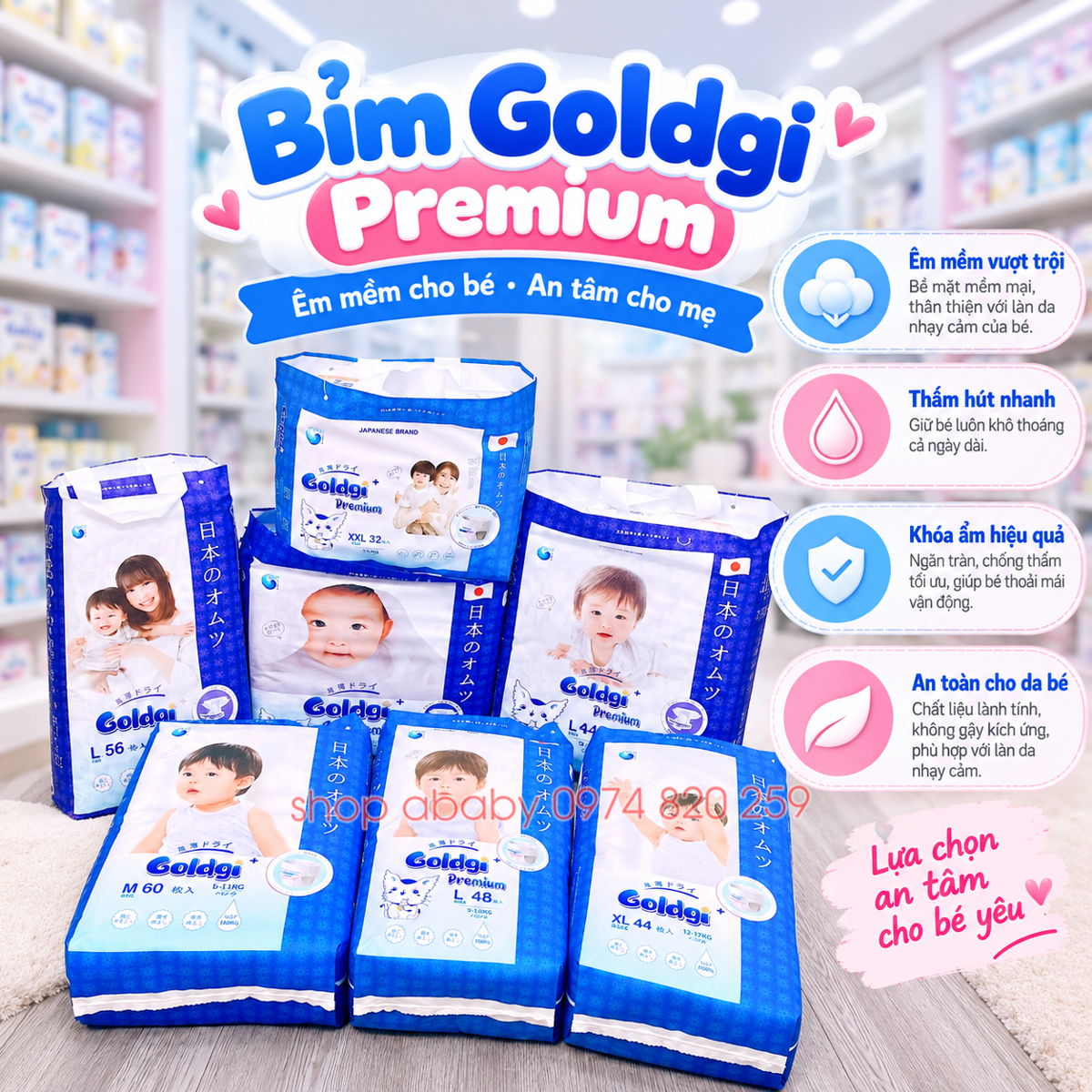 Bỉm - Tã quần Goldgi Premium