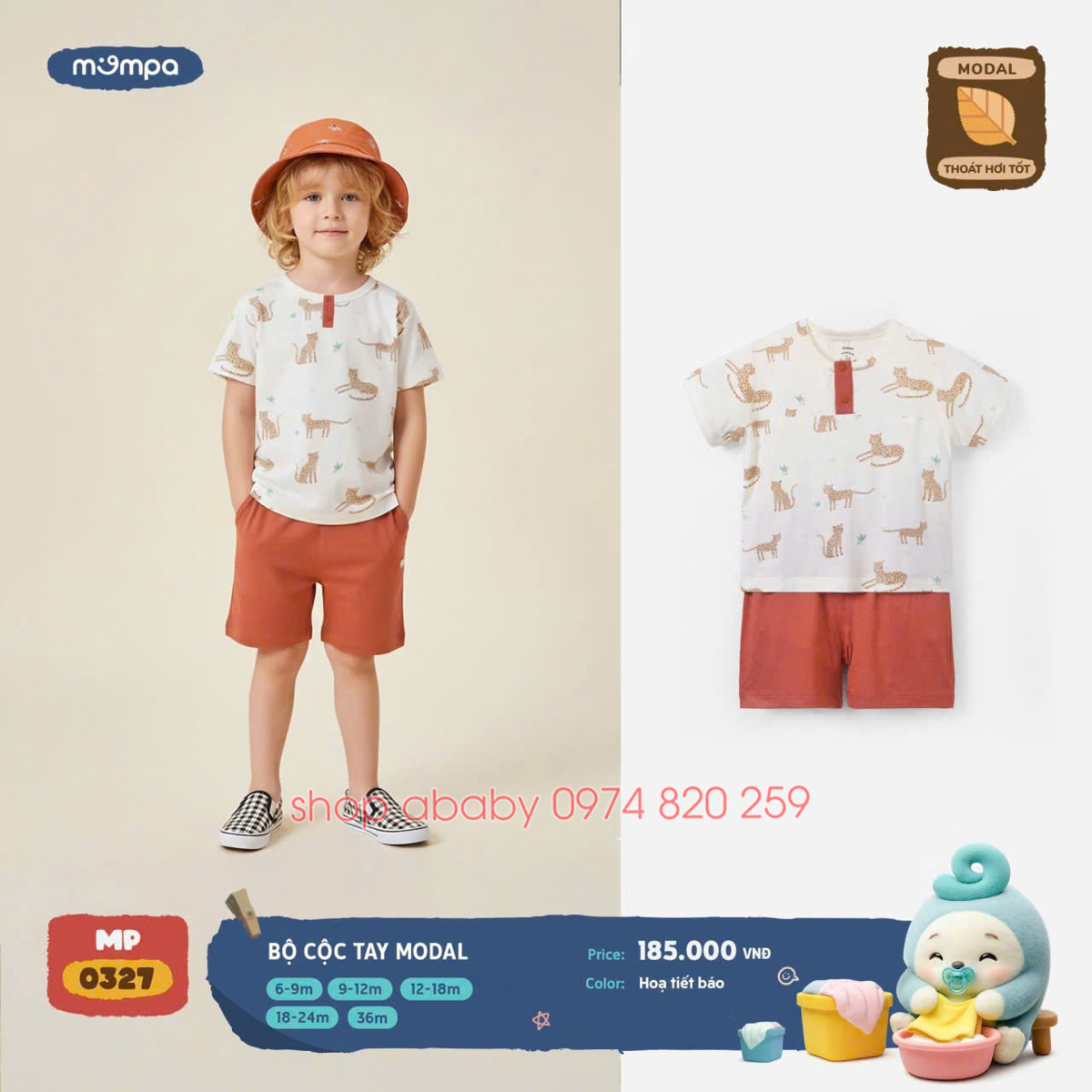 Bộ cộc tay bé trai Mompa MP327, 328, 331