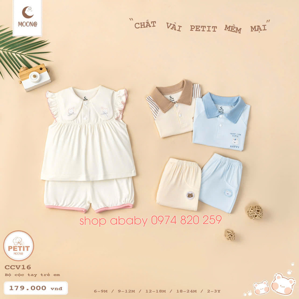 Bộ cộc tay cài vai Moon CCV16