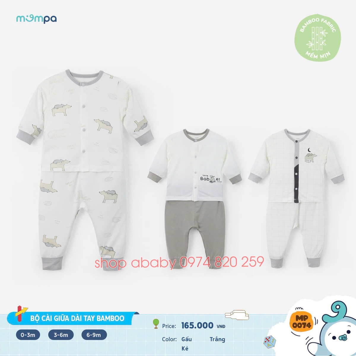 Bộ dài tay ss cài giữa Mompa MP0074