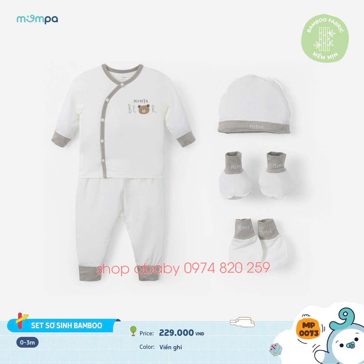 Bộ dài tay ss Mompa MP0073 size 0-3m