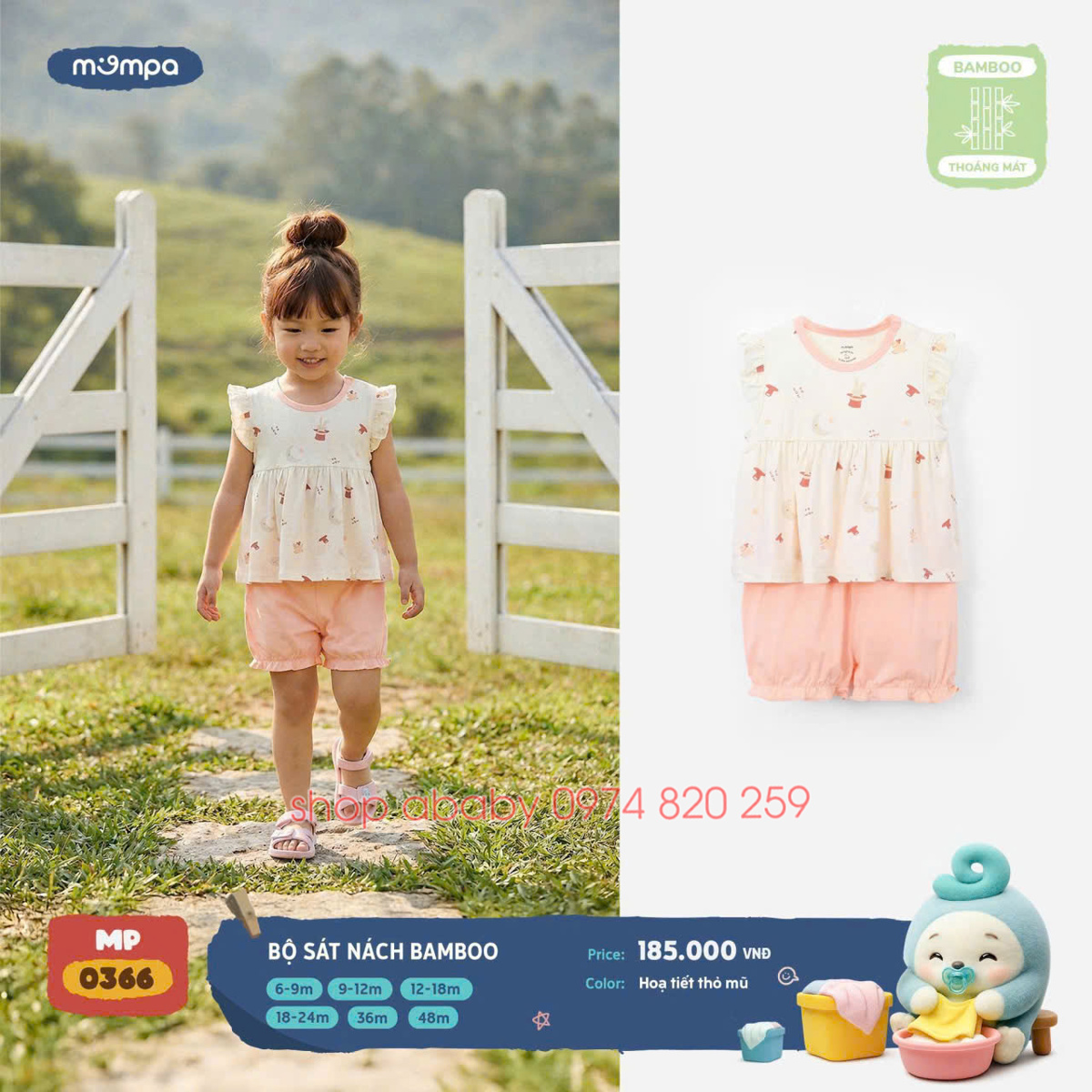 Bộ sát nách bé gái Mompa MP036 