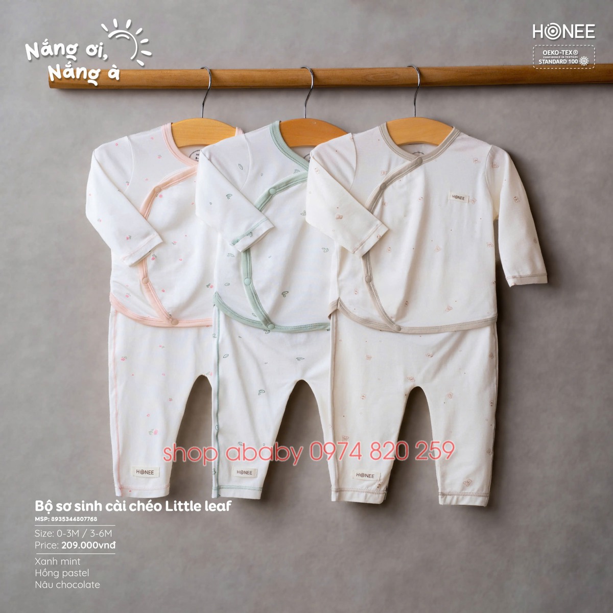 Bộ sơ sinh cài chéo Honee 7768