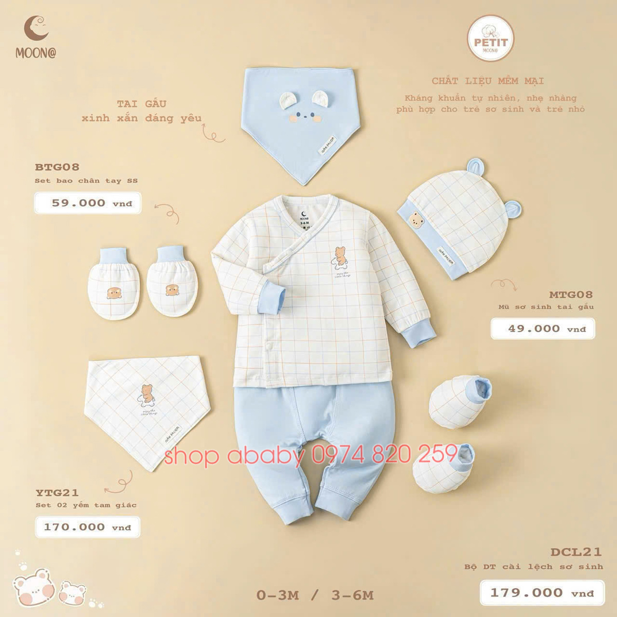 Bộ sơ sinh cài lệch Moon DCL21