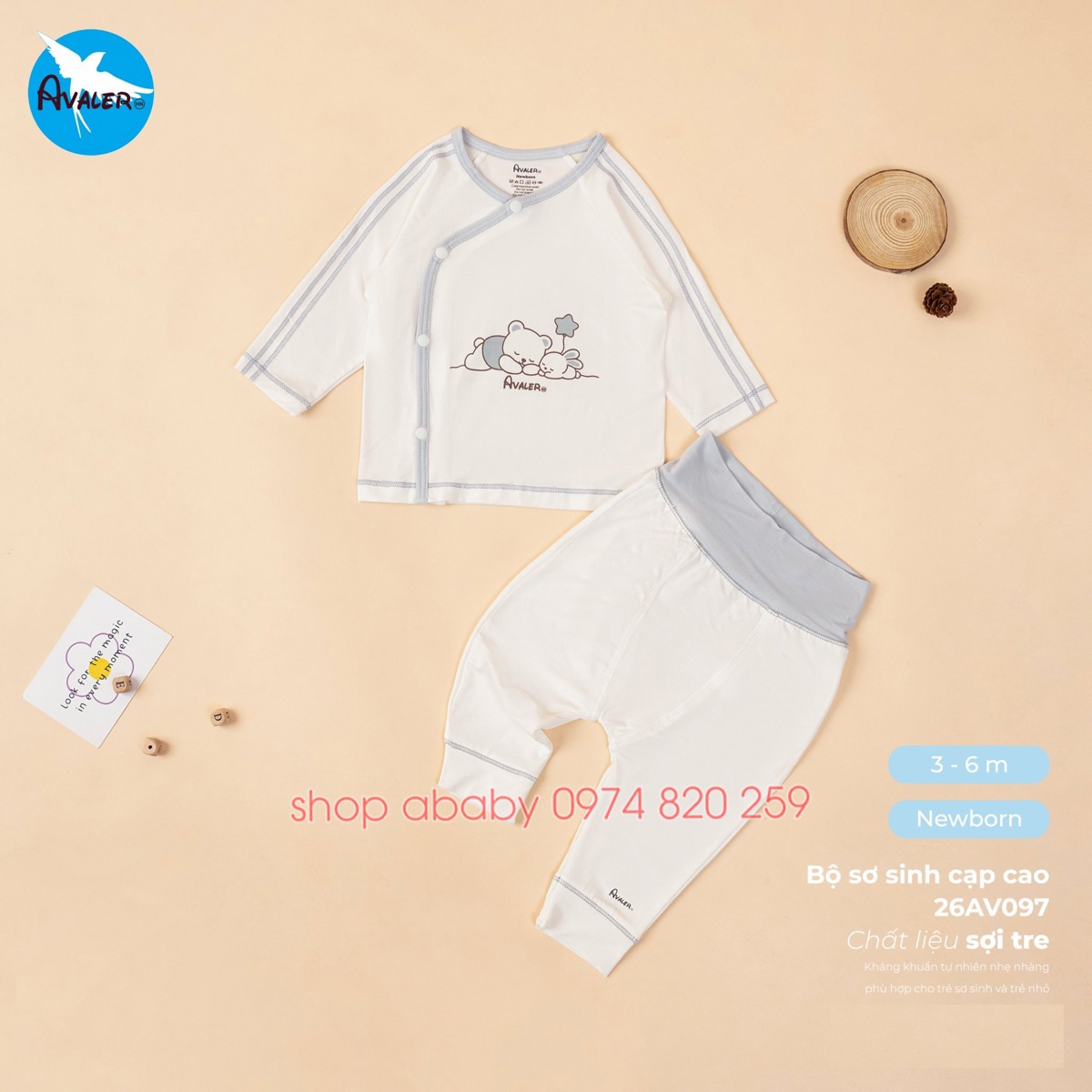 Bộ ss dài tay cài lệch cạp cao Avaler 26AV097