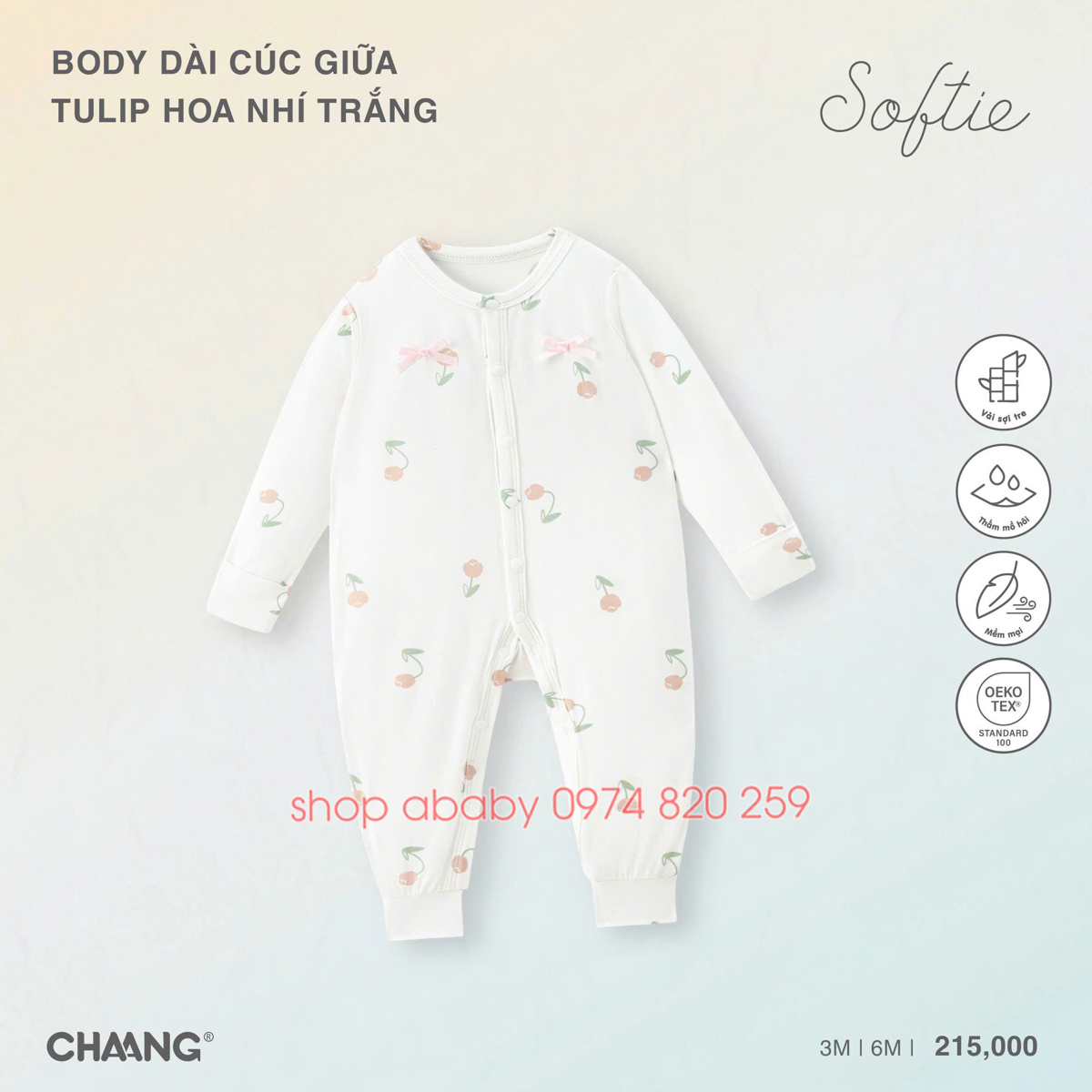 Body dài tay cúc giữa Tulip Chaang