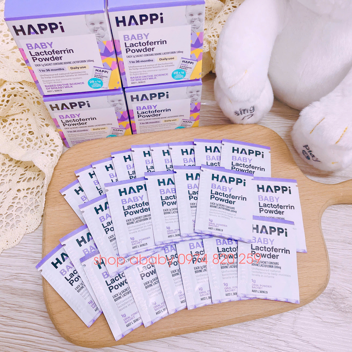 Bột tăng đề kháng Lactoferrin baby Happi 28g (1-36m)