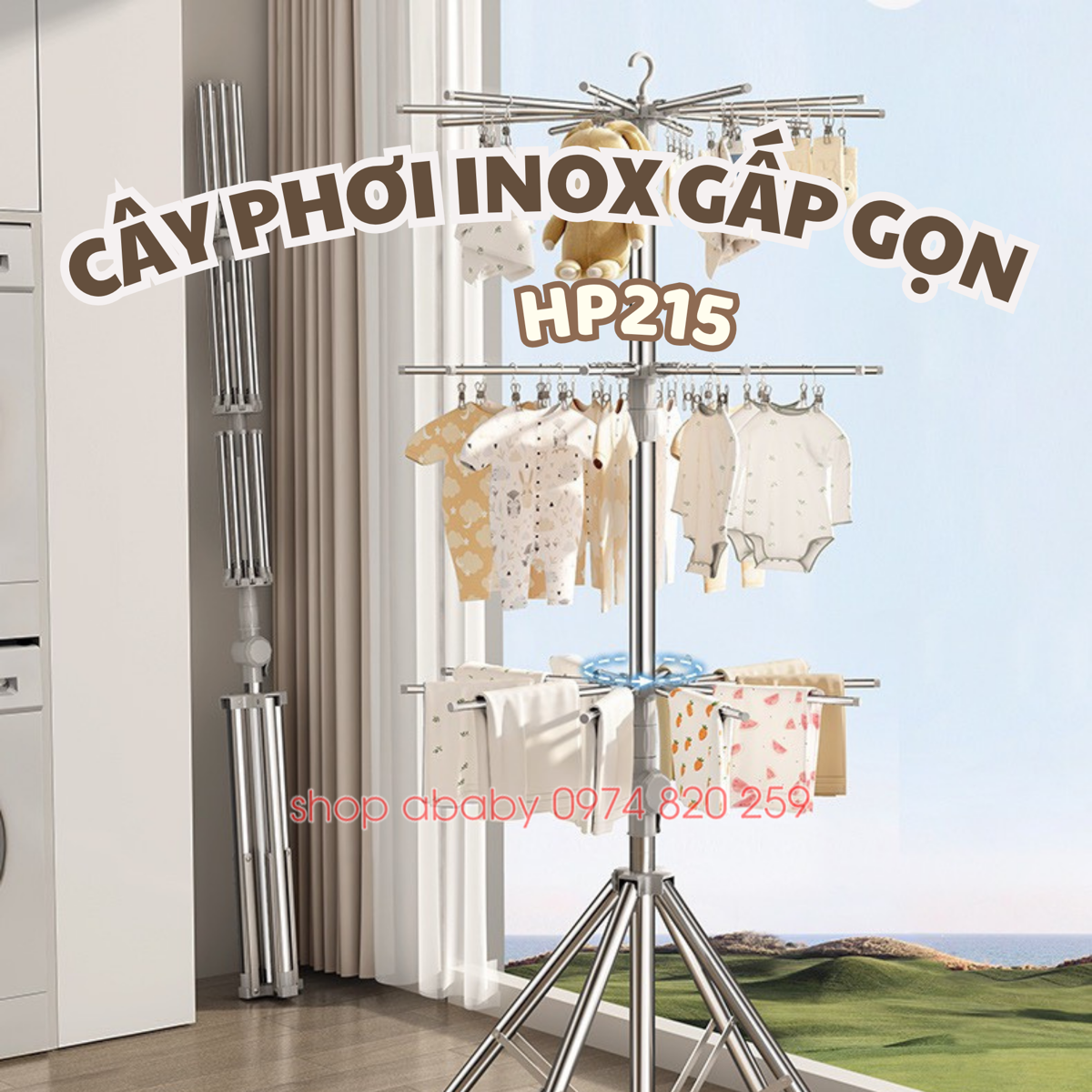 Cây phơi inox Honper HP215 (170x75cm)