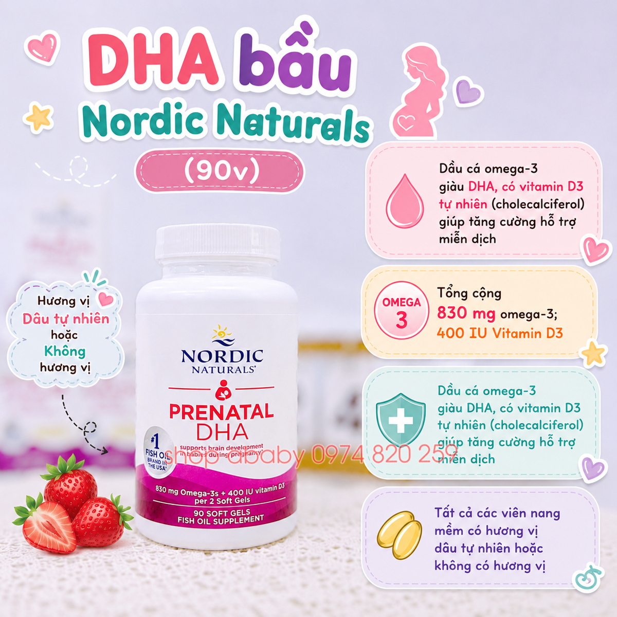 DHA bầu Nordic Naturals (90v)
