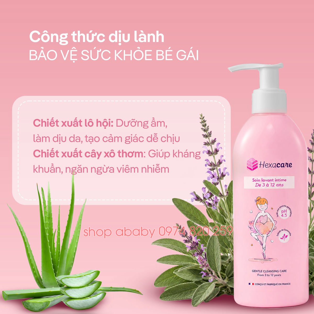 Dung dịch vệ sinh bé gái Hexacare (3-12y)