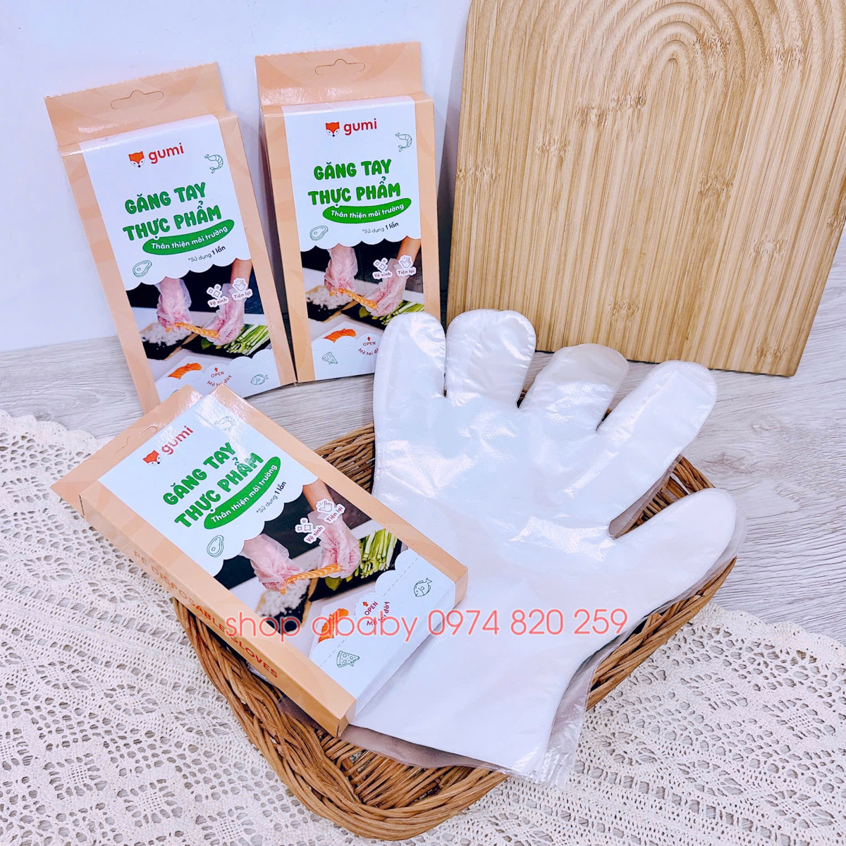 Hộp 100 găng tay thực phẩm Gumi