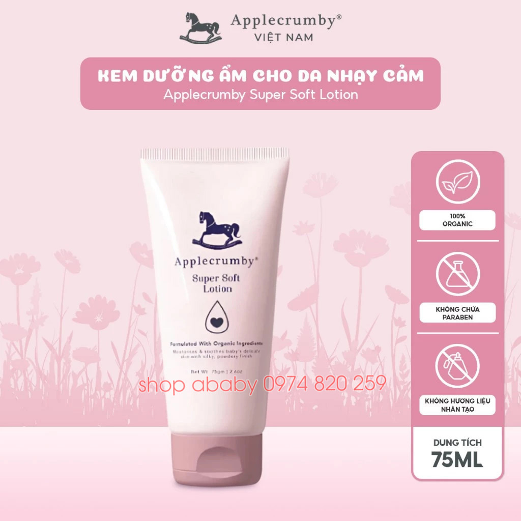 Kem dưỡng ẩm làm dịu cho da nhạy cảm Applecrumby 75ml (0m+)