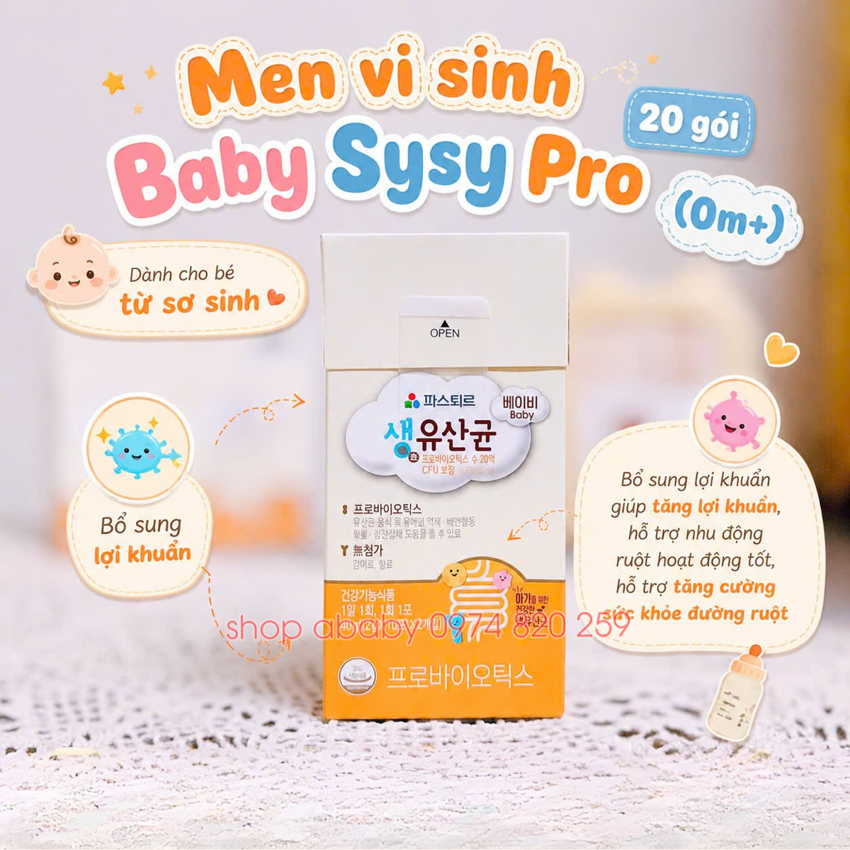 Men vi sinh Baby Sysy Pro 20 gói (0m+)