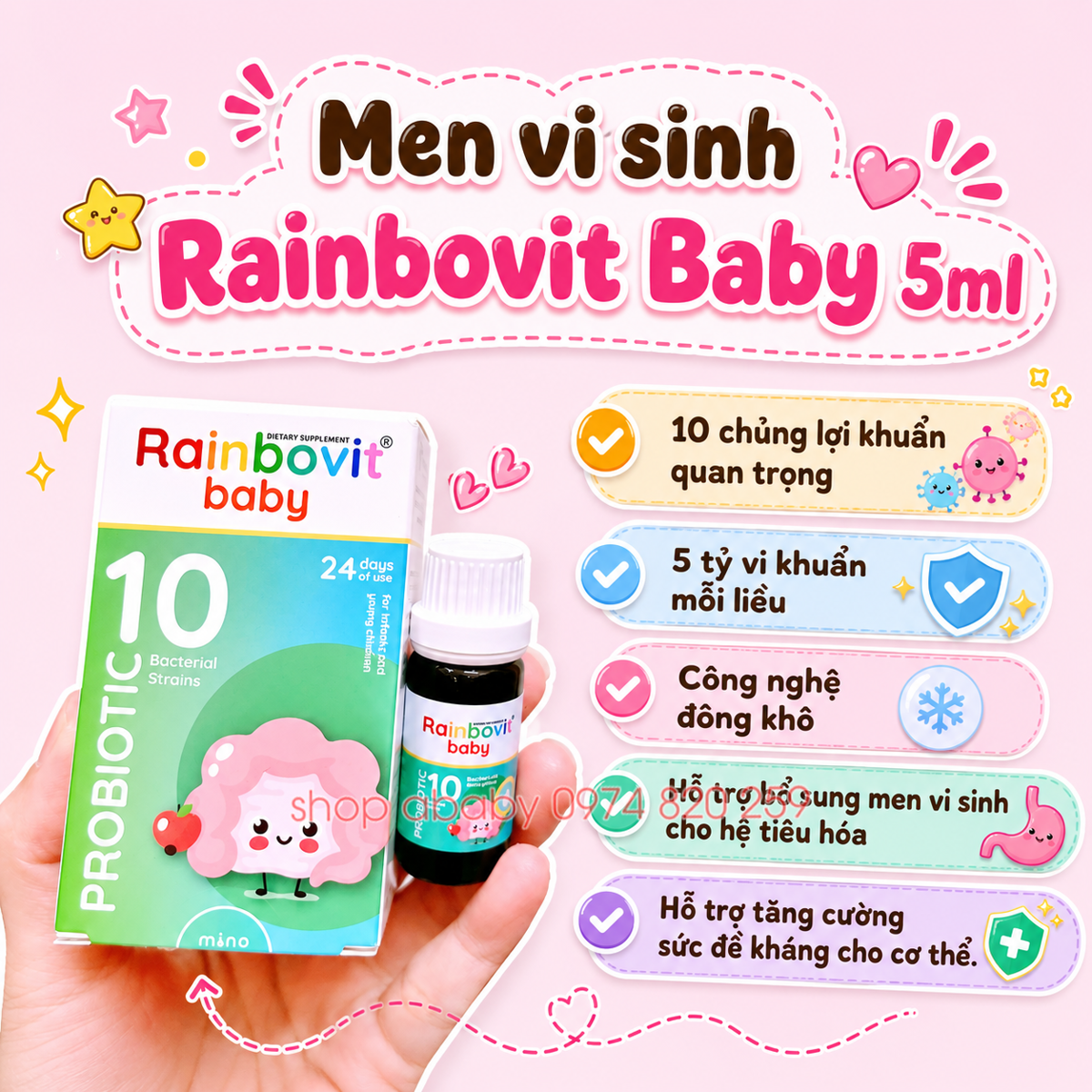 Men vi sinh Rainbovit Baby 5ml (0m+)