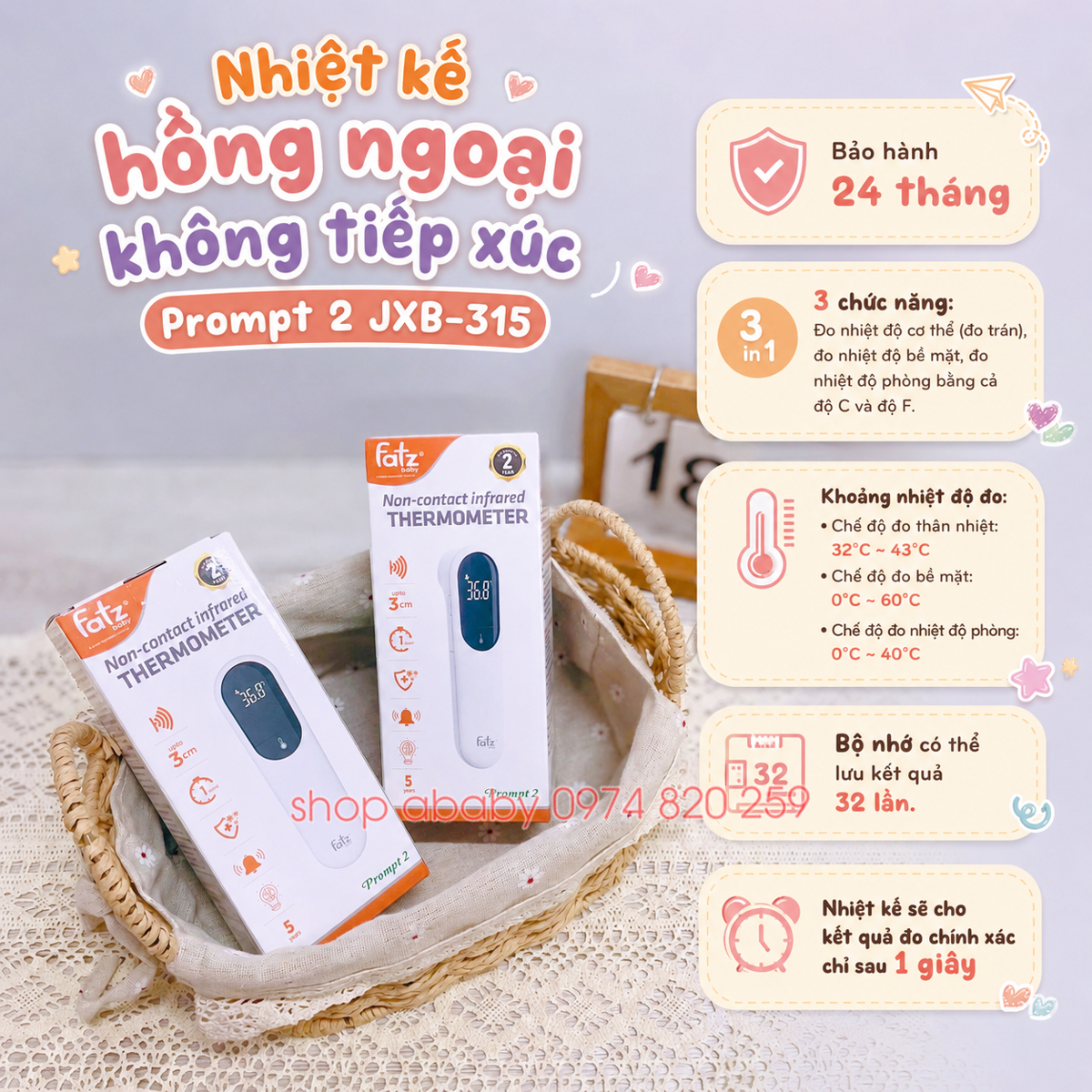 Nhiệt kế hồng ngoại không tiếp xúc Prompt 2 JXB-315