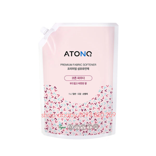 Nước xả thuần chay Atono2 hương Cotton Powder dạng túi 1L