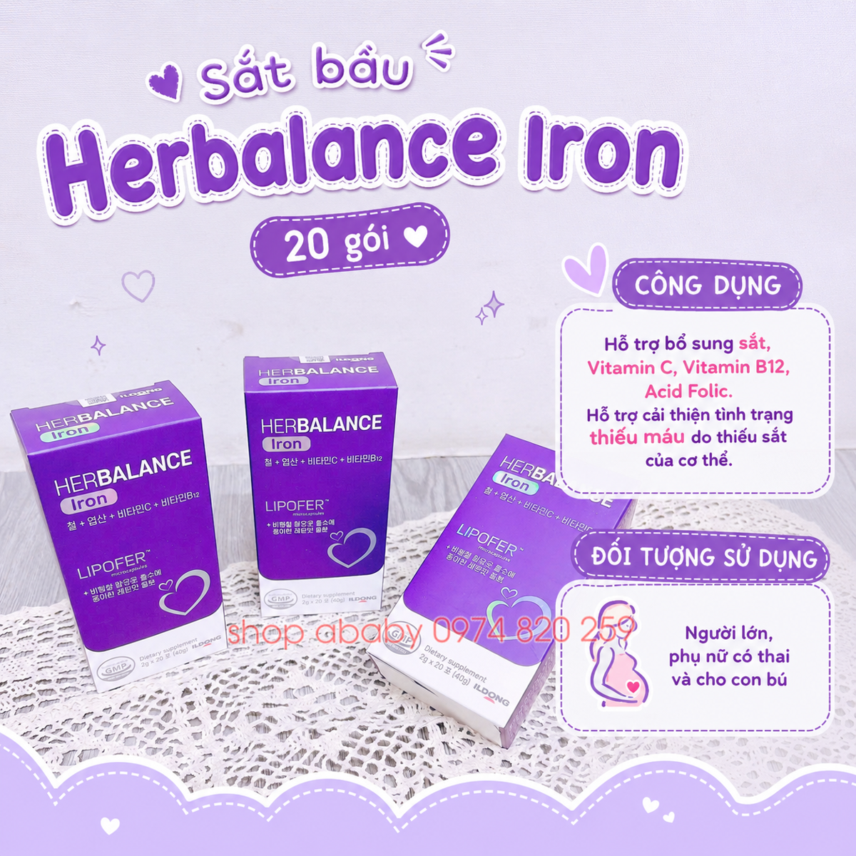 Sắt bầu Herbalance Iron 20 gói