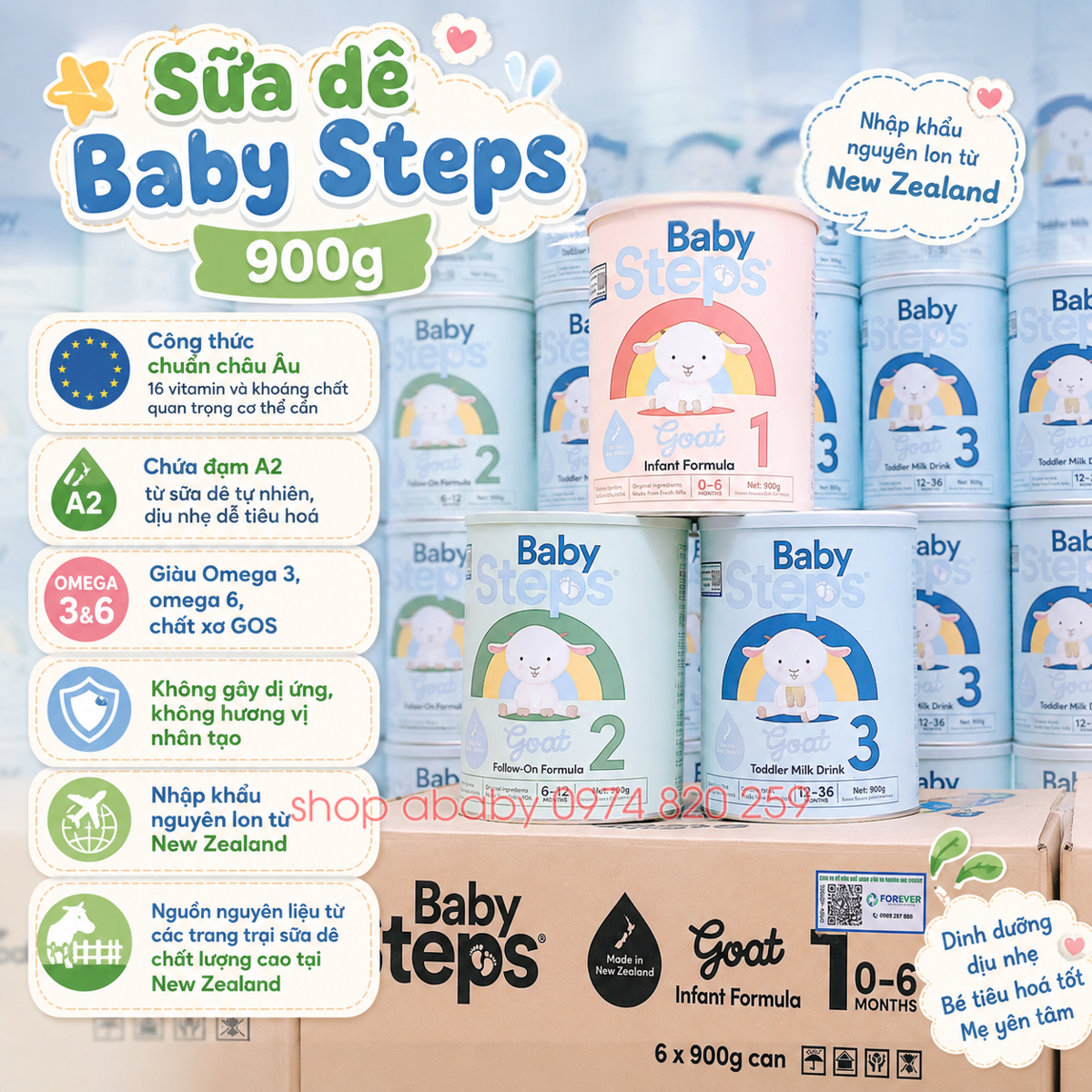 Sữa dê Baby Steps 900g