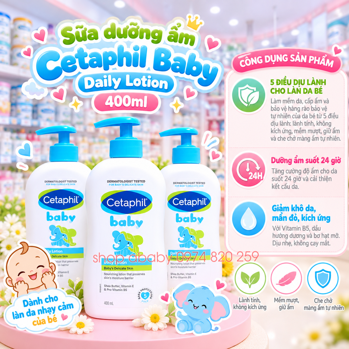 Sữa dưỡng ẩm Cetaphil Baby Daily Lotion 400ml