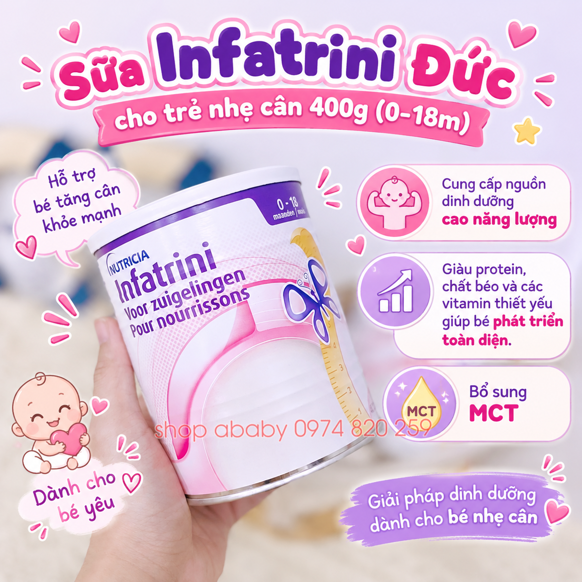 Sữa Infatrini Đức cho trẻ nhẹ cân 400g (0-18m)
