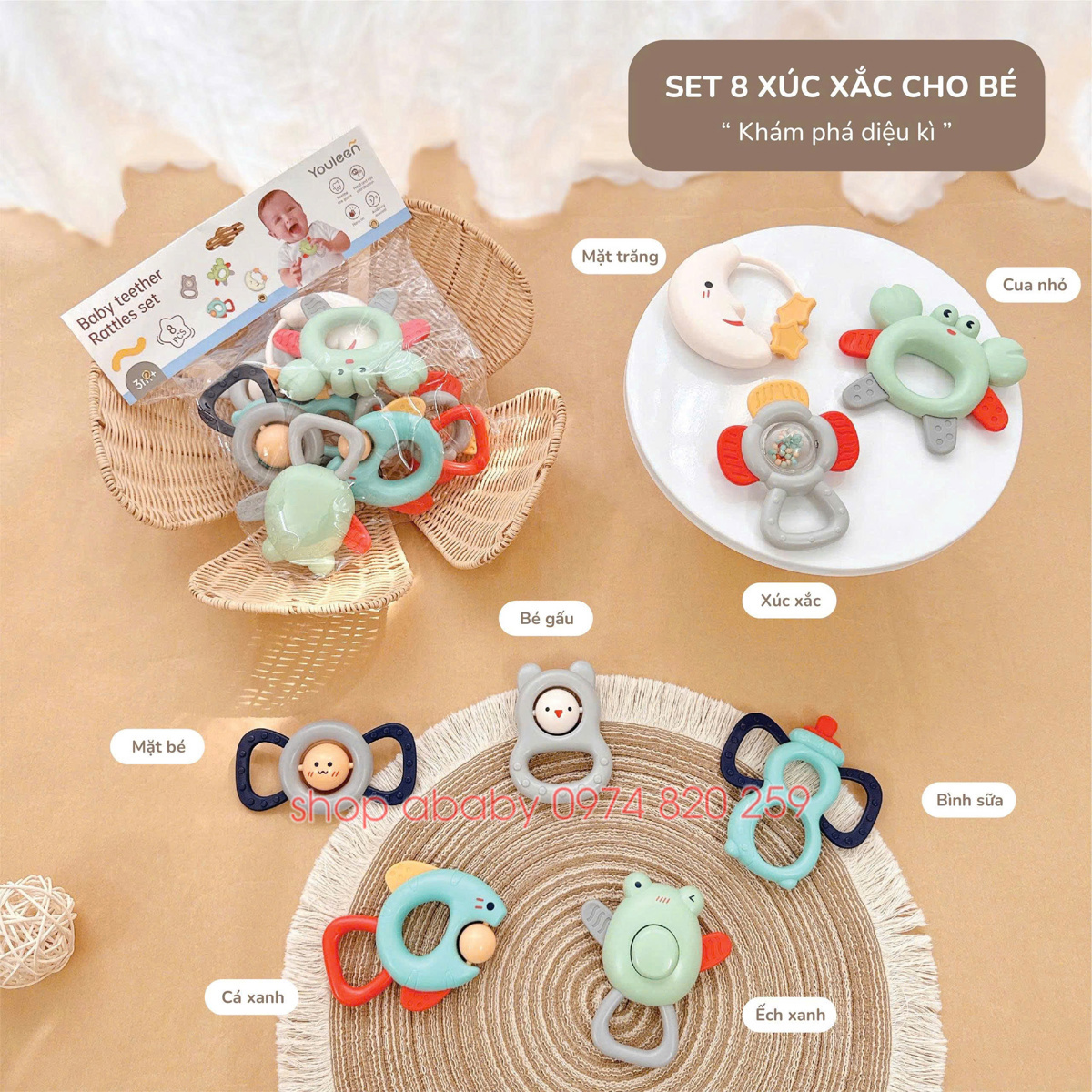 Túi 8 lục lạc gặm nướu 878-8