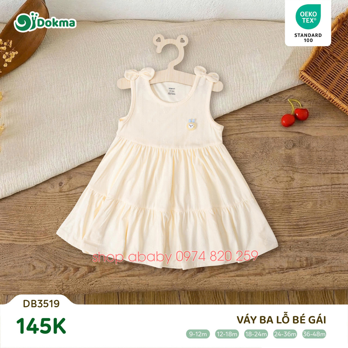 Váy ba lỗ bé gái Dokma DB3519